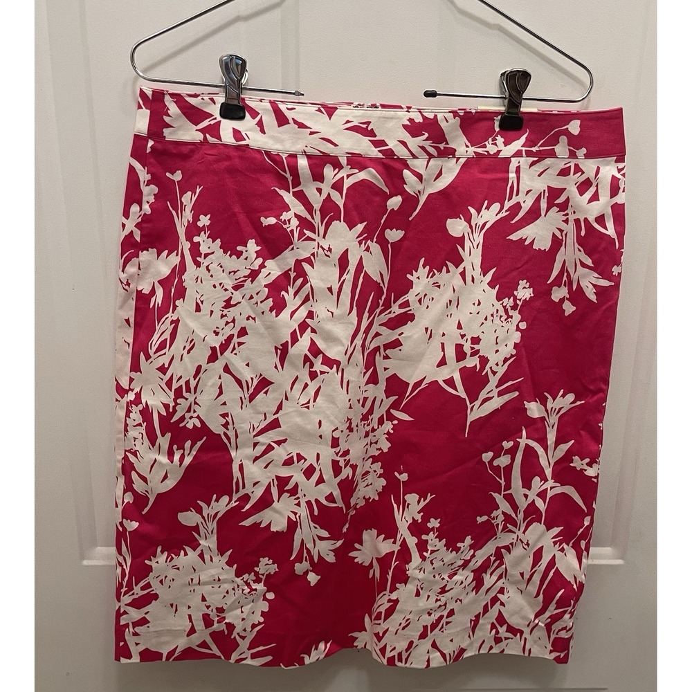 VAN HEUSEN Women 100% Cotton Straight Pencil Skirt Floral‎ Pink White 10 Career